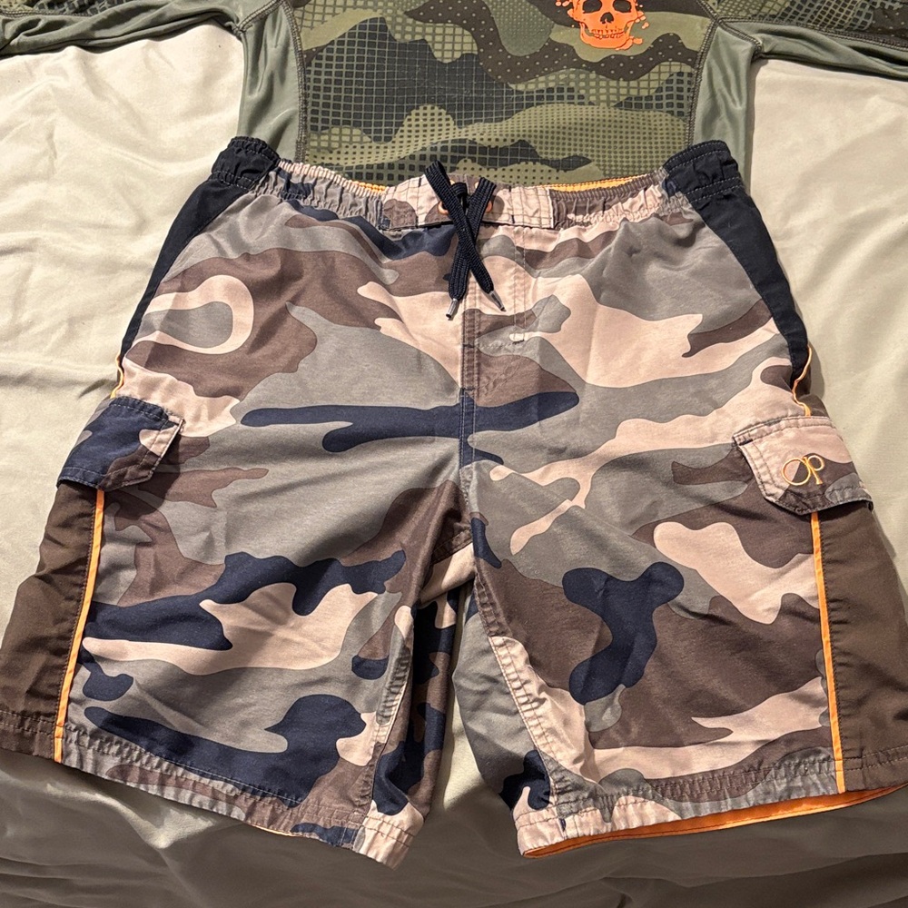 OP swim shorts and Old Navy swim shirt combo, size 8